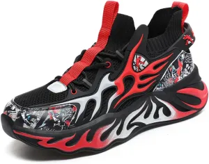Mens Basketball Shoes High Top Sneakers Durable Lace-up Non-Slip Running Shoes Safe for Little Kids Big Kids Boys Girls