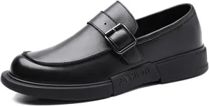 Men's Classic Round Toe Platform Loafers Comfortable Slip-On Business Casual Penny Shoes