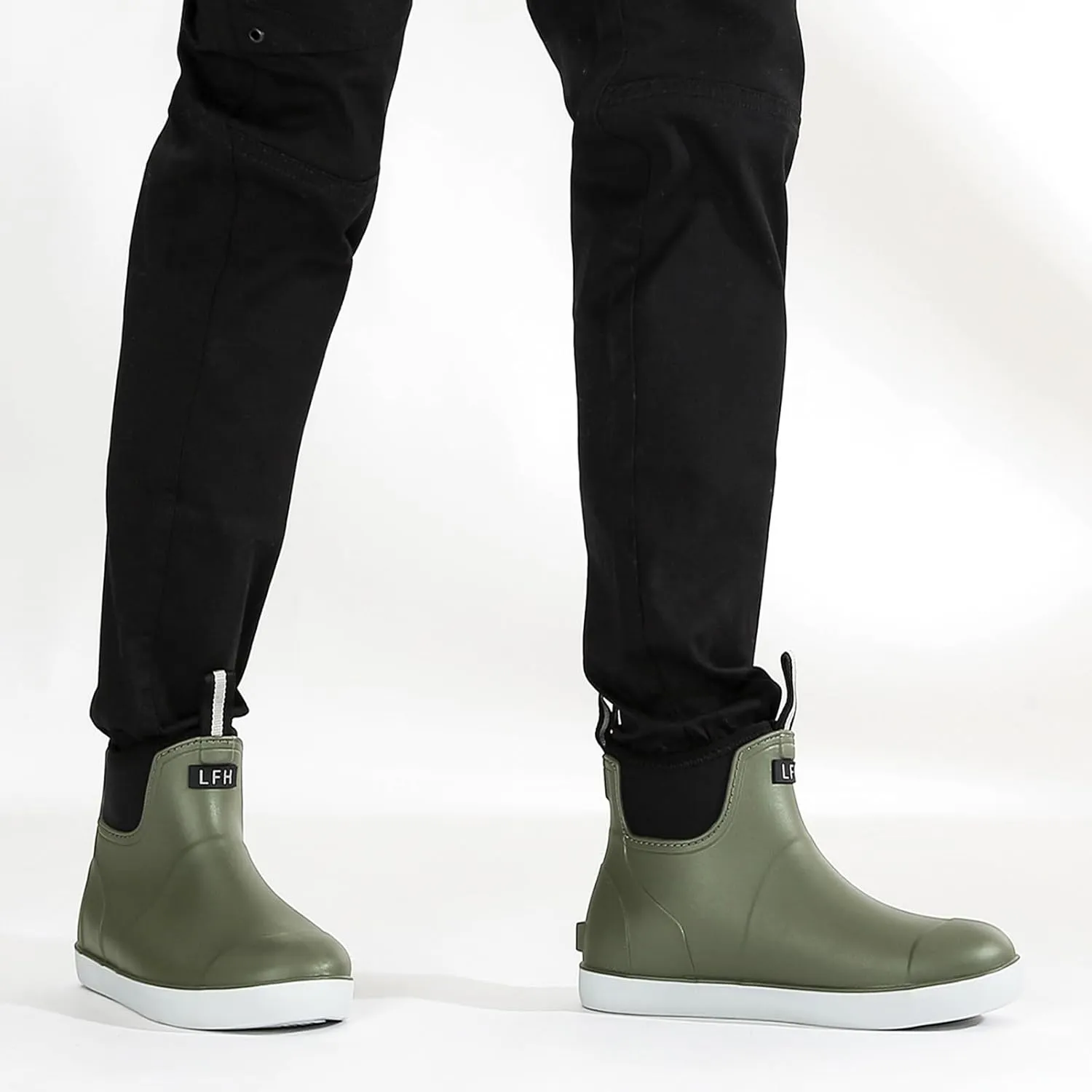 Men's Deck Boots, Waterproof Ankle Rain Boots Men Anti-Slip Traction, Outdoor Rubber Fishing Garden Boots High-Performance Shoes for Farming