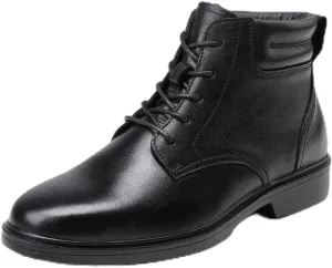 Men's Dress Leather Ankle Cap Toe Oxford Boot Lace up Black color Business Wedding Party Shoes