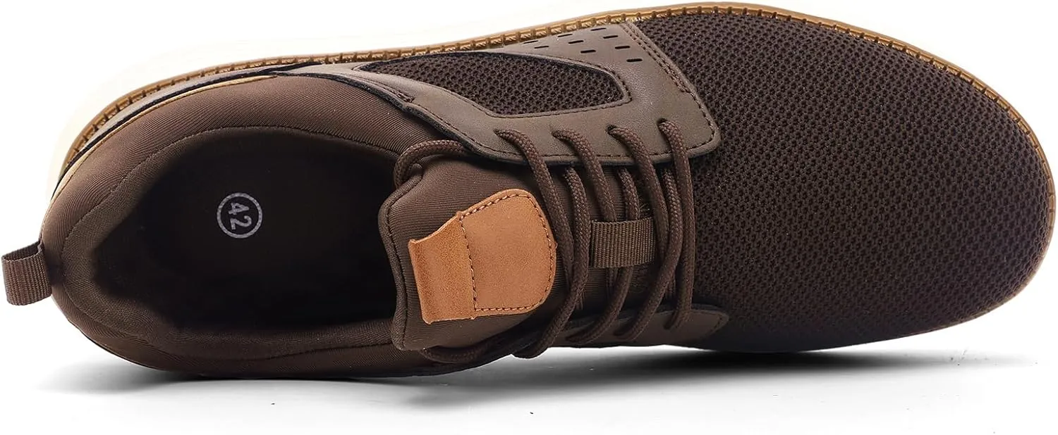 Men's Fashion Dress Mesh Sneakers Casual Walking Business Oxfords Lace-Up Comfortable Breathable Lightweight Shoes