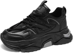 Men's Fashionable Chunky Sneakers - Breathable Mesh & Leather Upper, Trendy Design for Casual Wear