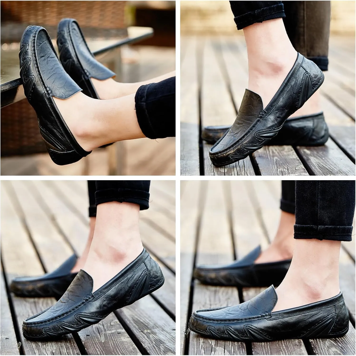 Men's Leather Penny Loafers Slip-On | Breathable Driving Shoes for Business & Casual Wear | Anti-Slip Sole with Handcrafted Stitching Soft Cushioning & Durable Rubber Outsole Design