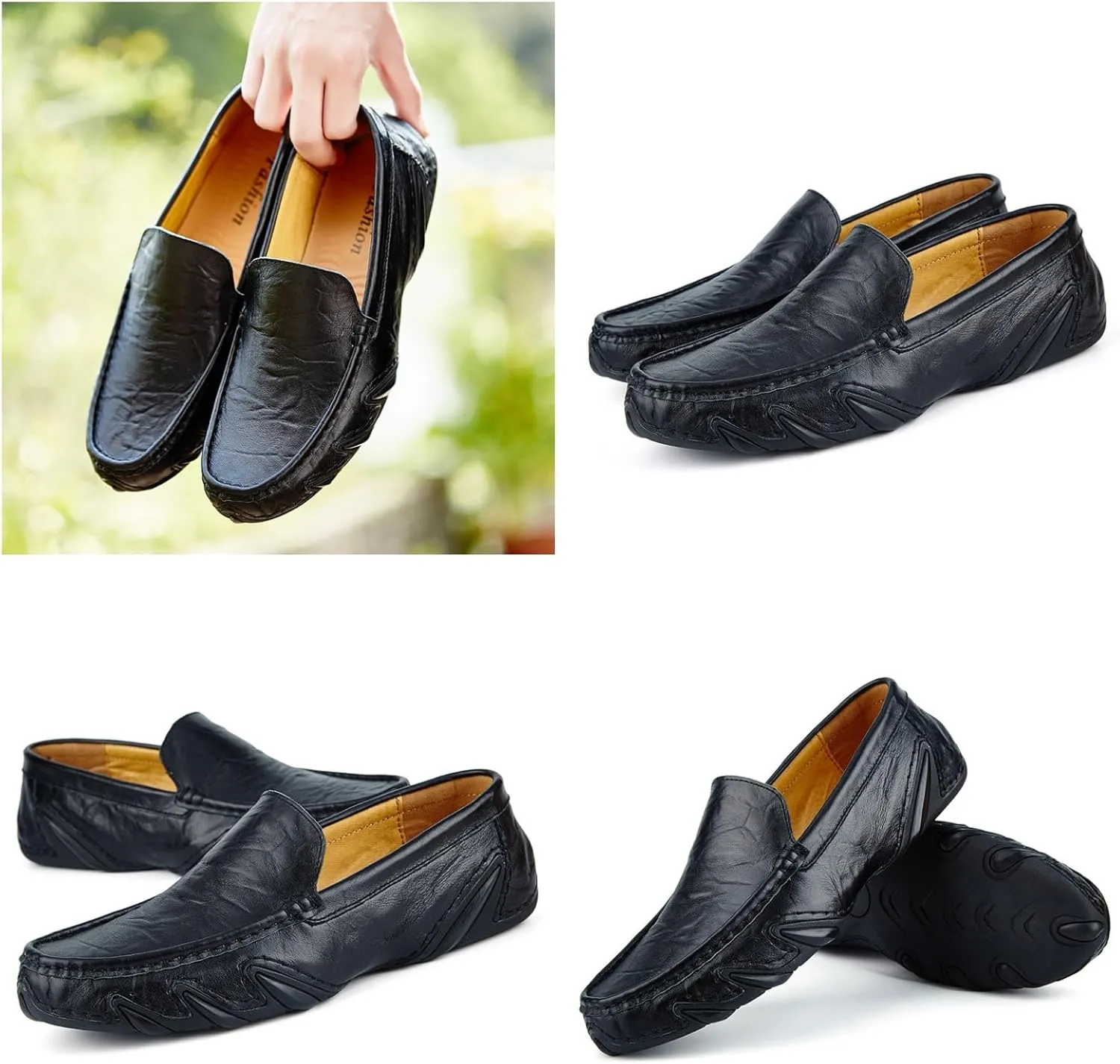 Men's Leather Penny Loafers Slip-On | Breathable Driving Shoes for Business & Casual Wear | Anti-Slip Sole with Handcrafted Stitching Soft Cushioning & Durable Rubber Outsole Design