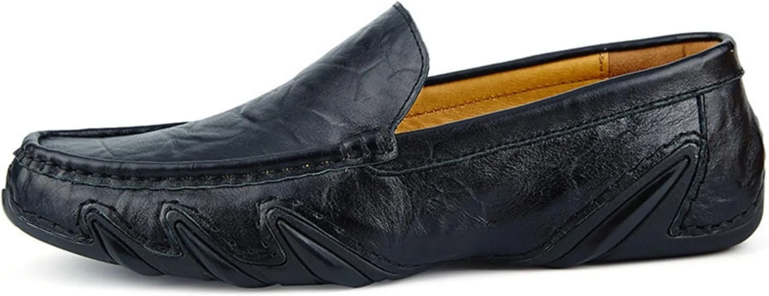 Men's Leather Penny Loafers Slip-On | Breathable Driving Shoes for Business & Casual Wear | Anti-Slip Sole with Handcrafted Stitching Soft Cushioning & Durable Rubber Outsole Design