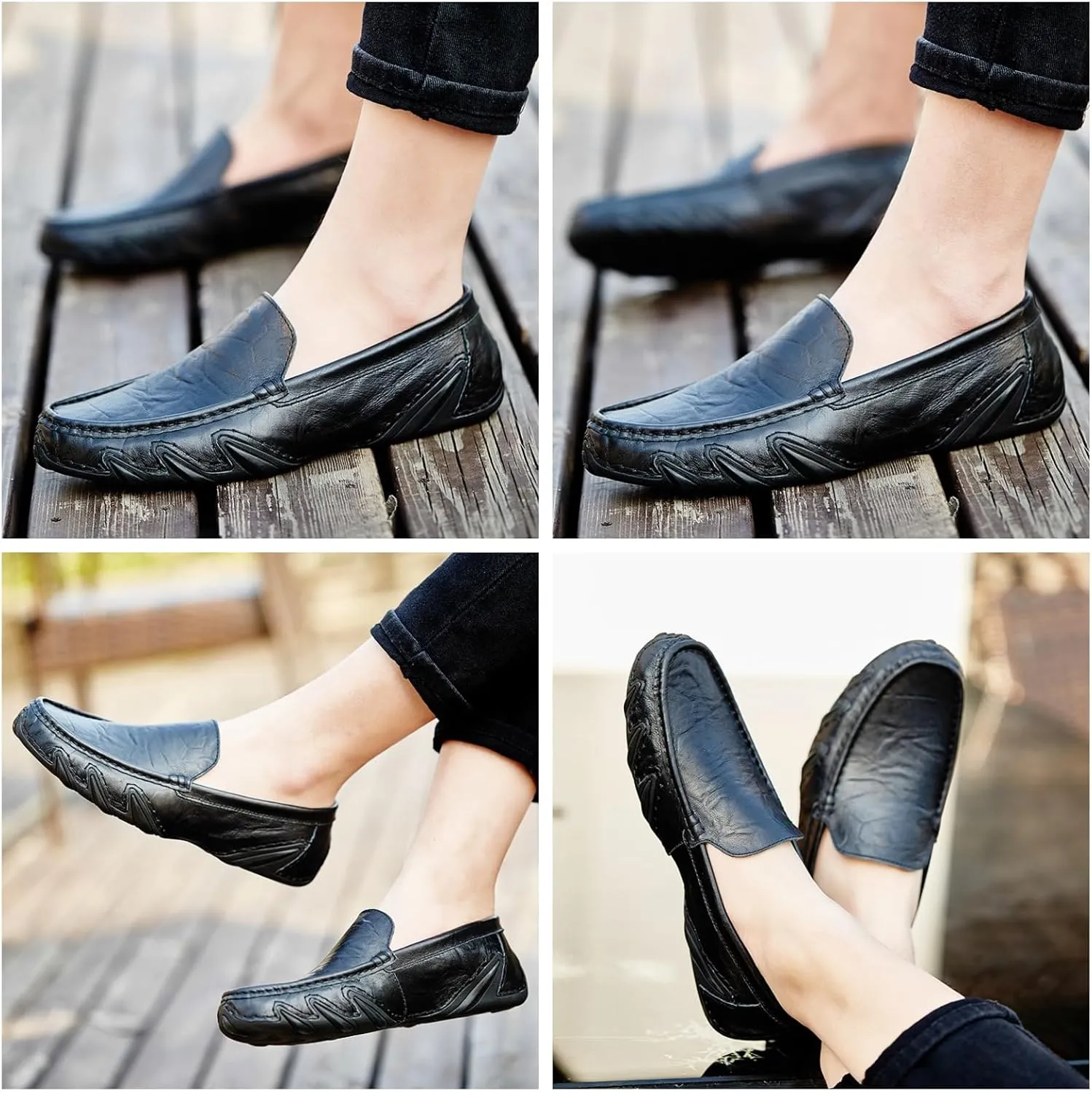 Men's Leather Penny Loafers Slip-On | Breathable Driving Shoes for Business & Casual Wear | Anti-Slip Sole with Handcrafted Stitching Soft Cushioning & Durable Rubber Outsole Design