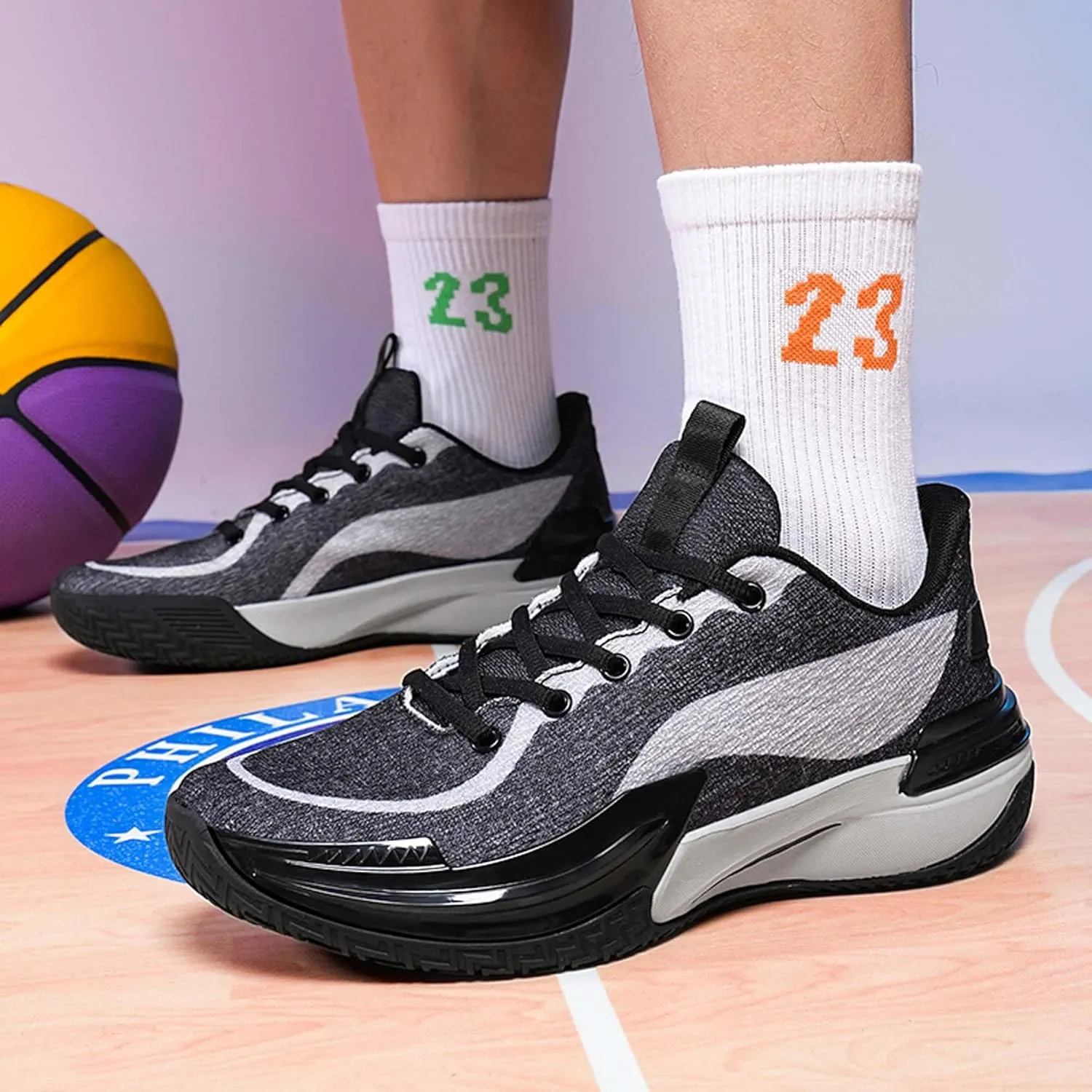 Men's Professional Basketball Shoes Breathable Mesh Sneakers Indoor and Outdoor Non-Slip Training Running Shoes Women's Fashion Sports Tennis Basketball Shoes