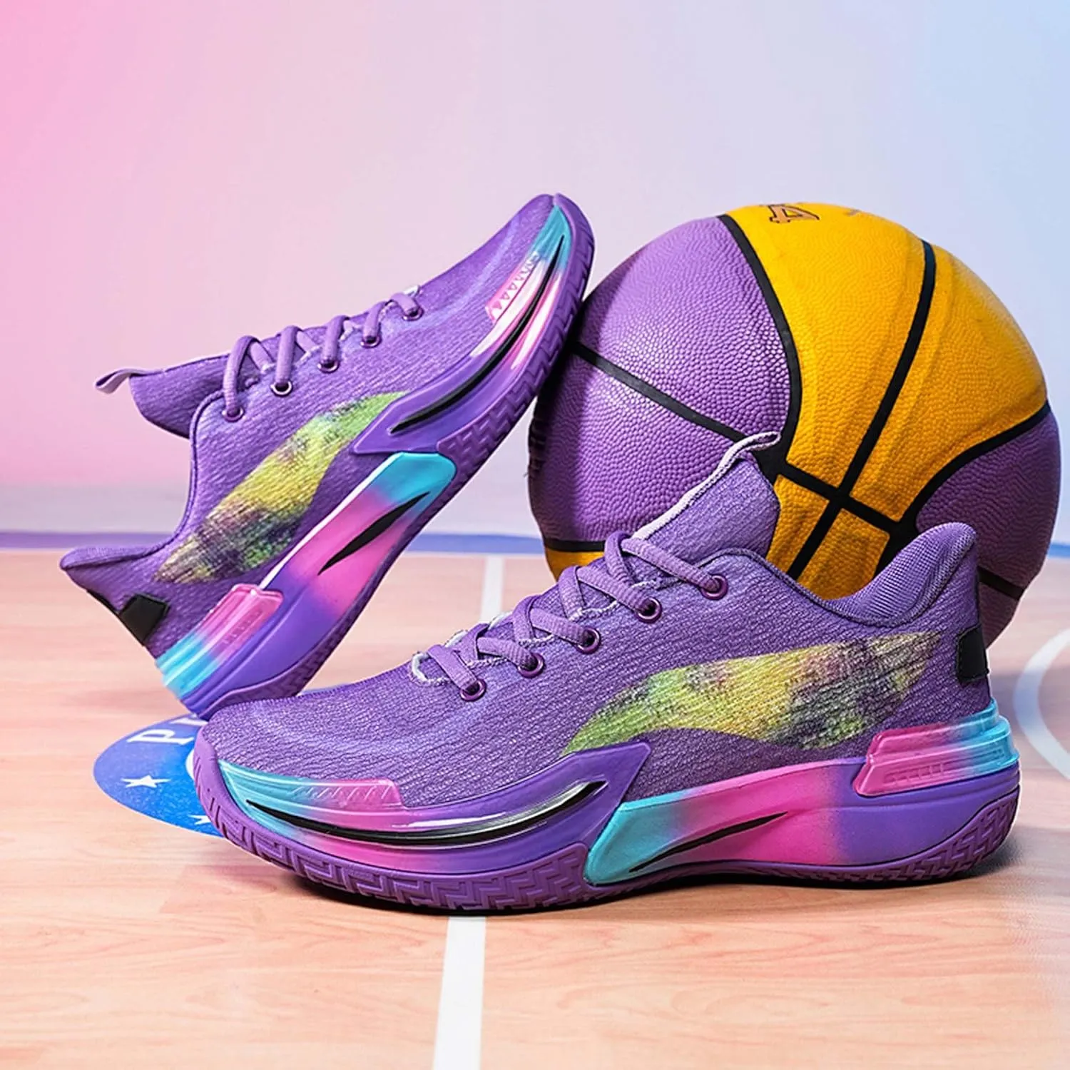 Men's Professional Basketball Shoes Breathable Mesh Sneakers Indoor and Outdoor Non-Slip Training Running Shoes Women's Fashion Sports Tennis Basketball Shoes