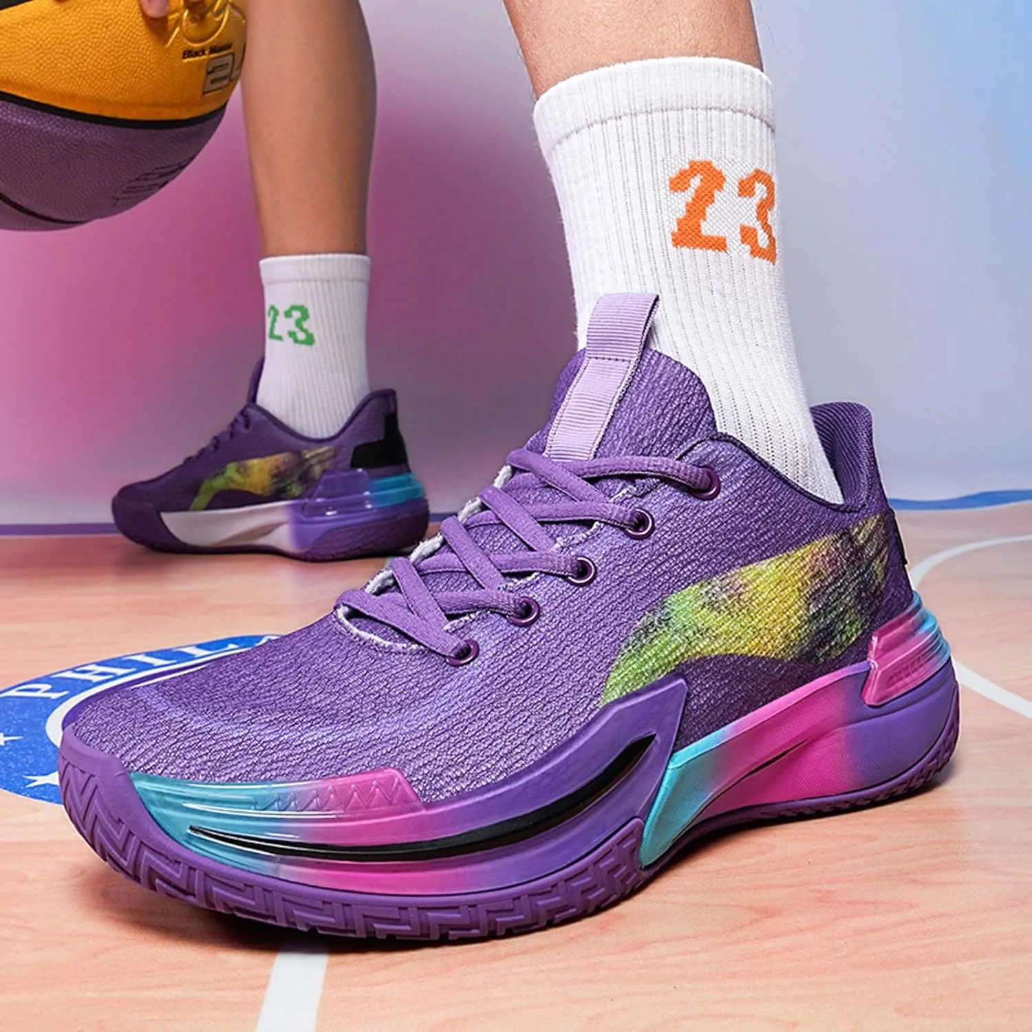 Men's Professional Basketball Shoes Breathable Mesh Sneakers Indoor and Outdoor Non-Slip Training Running Shoes Women's Fashion Sports Tennis Basketball Shoes