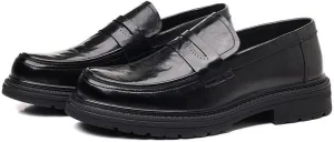 Men's Round Toe Oxford Shoes Fashionable Slip-on Round Toe Non-Slip Medium Thick Leather Low Top Work Formal Shoes