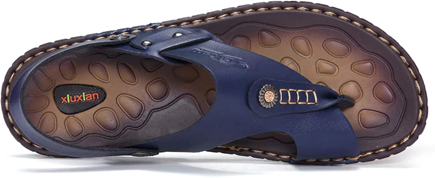 Mens Sandals Slippers Slip On Flip Flops for Men Shoes Leather Toe Ring Style Beach
