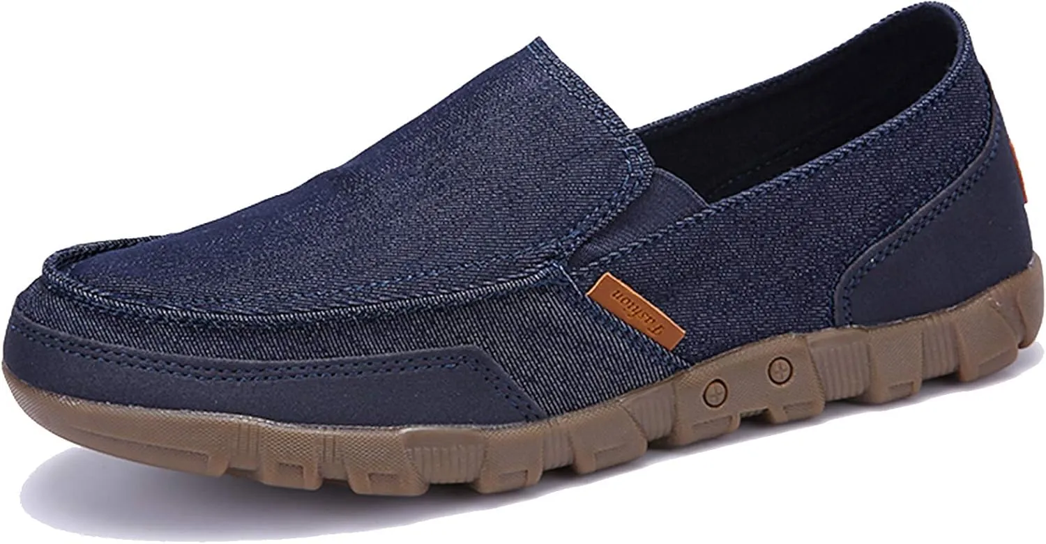 Men’s Slip On Loafers Flats Casual Espadrilles Canvas Shoes Driving Shoes Dark Blue Size 8M