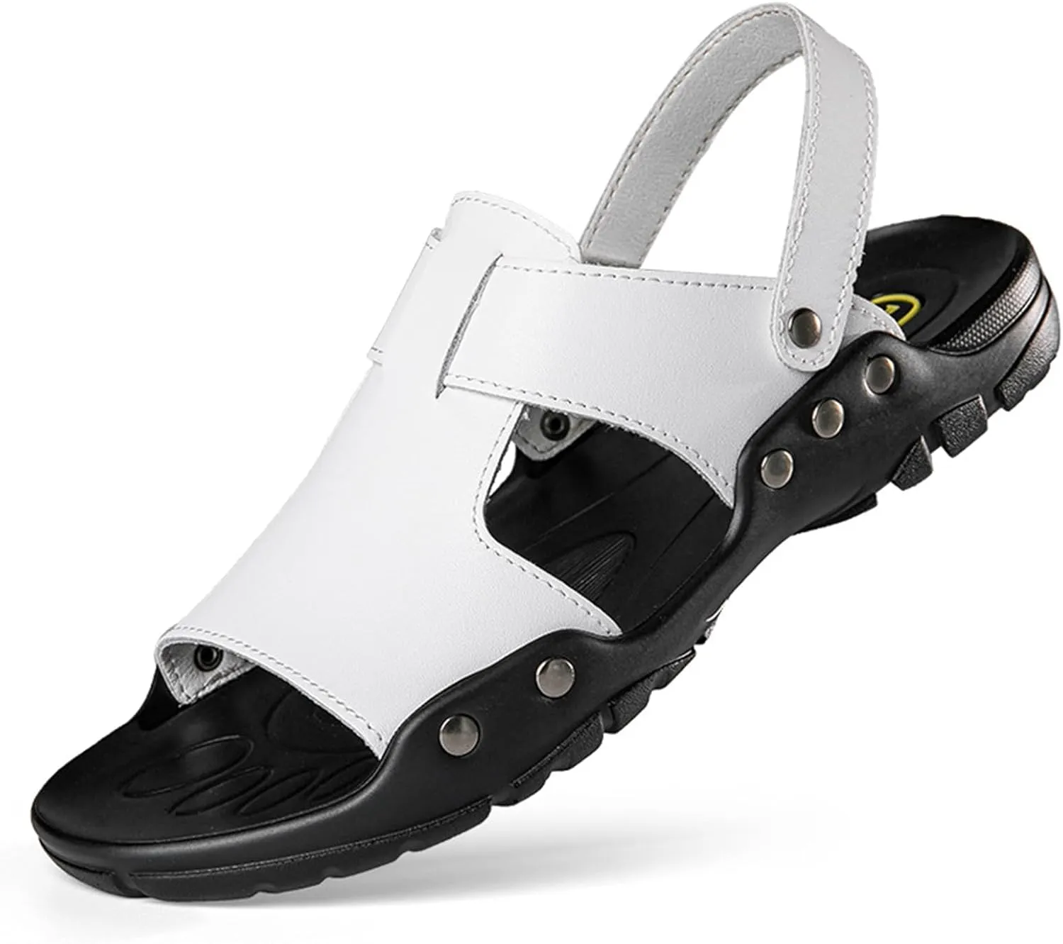Men's Soft Leather Open Toe Sandals Slippers Comfortable Slingback Two-Wear Slip-On Slippers Summer Outdoor Non-Slip Beach Sandals