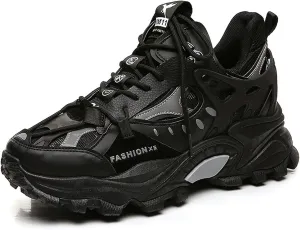 Men's Thick Bottom Sneakers Fashion Lace Up High Top Casual Shoes Comfortable Walking Jogging Tennis Shoes Outdoor Non-Slip Training Running Shoes