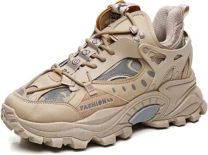 Men's Thick Bottom Sneakers Fashion Lace Up High Top Casual Shoes Comfortable Walking Jogging Tennis Shoes Outdoor Non-Slip Training Running Shoes