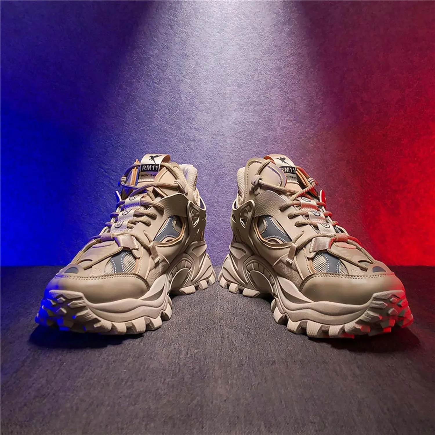 Men's Thick Bottom Sneakers Fashion Lace Up High Top Casual Shoes Comfortable Walking Jogging Tennis Shoes Outdoor Non-Slip Training Running Shoes