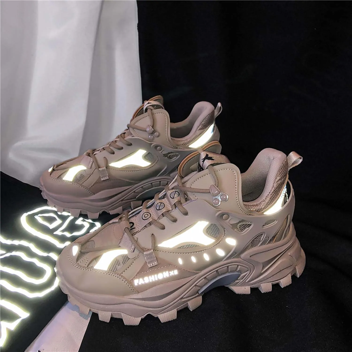 Men's Thick Bottom Sneakers Fashion Lace Up High Top Casual Shoes Comfortable Walking Jogging Tennis Shoes Outdoor Non-Slip Training Running Shoes