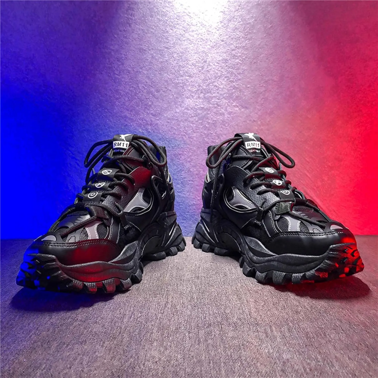 Men's Thick Bottom Sneakers Fashion Lace Up High Top Casual Shoes Comfortable Walking Jogging Tennis Shoes Outdoor Non-Slip Training Running Shoes