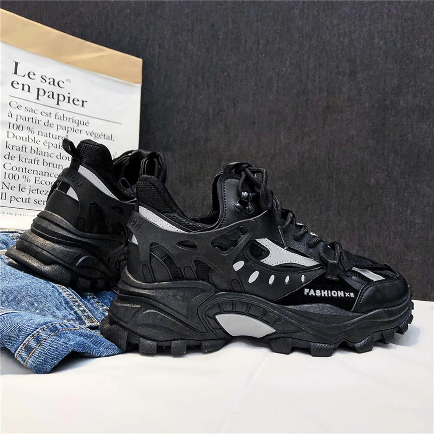 Men's Thick Bottom Sneakers Fashion Lace Up High Top Casual Shoes Comfortable Walking Jogging Tennis Shoes Outdoor Non-Slip Training Running Shoes
