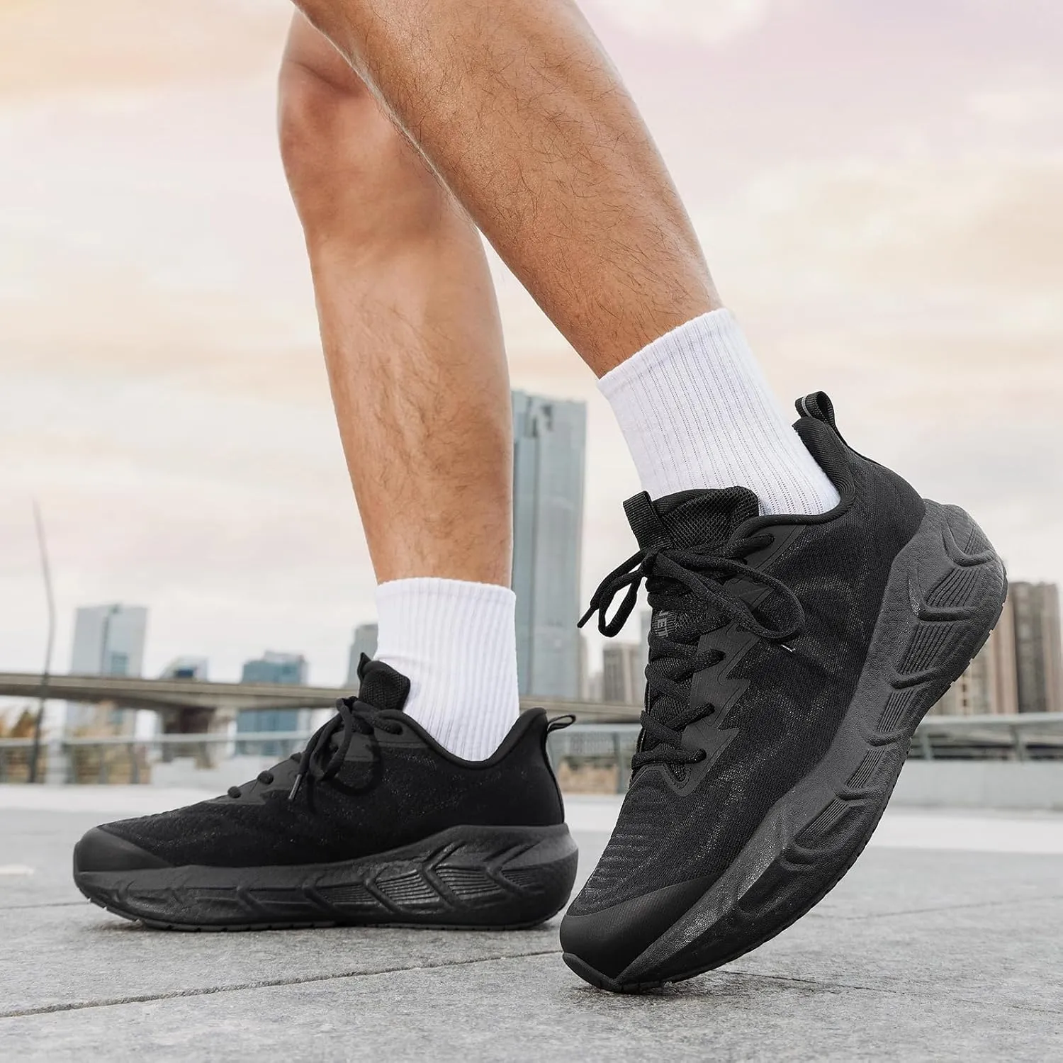 Men's Walking Running Tennis Shoes Comfortable Breathable Lightweight Cushioning Non-Slip Fashion Sneakers for Athletic Gym Workout