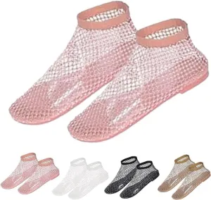 Mesh Flats for Women Ultra Comfortable Shiny Gem Mesh Flats Shiny Stylish Flats Sparkle Shoes Sandals