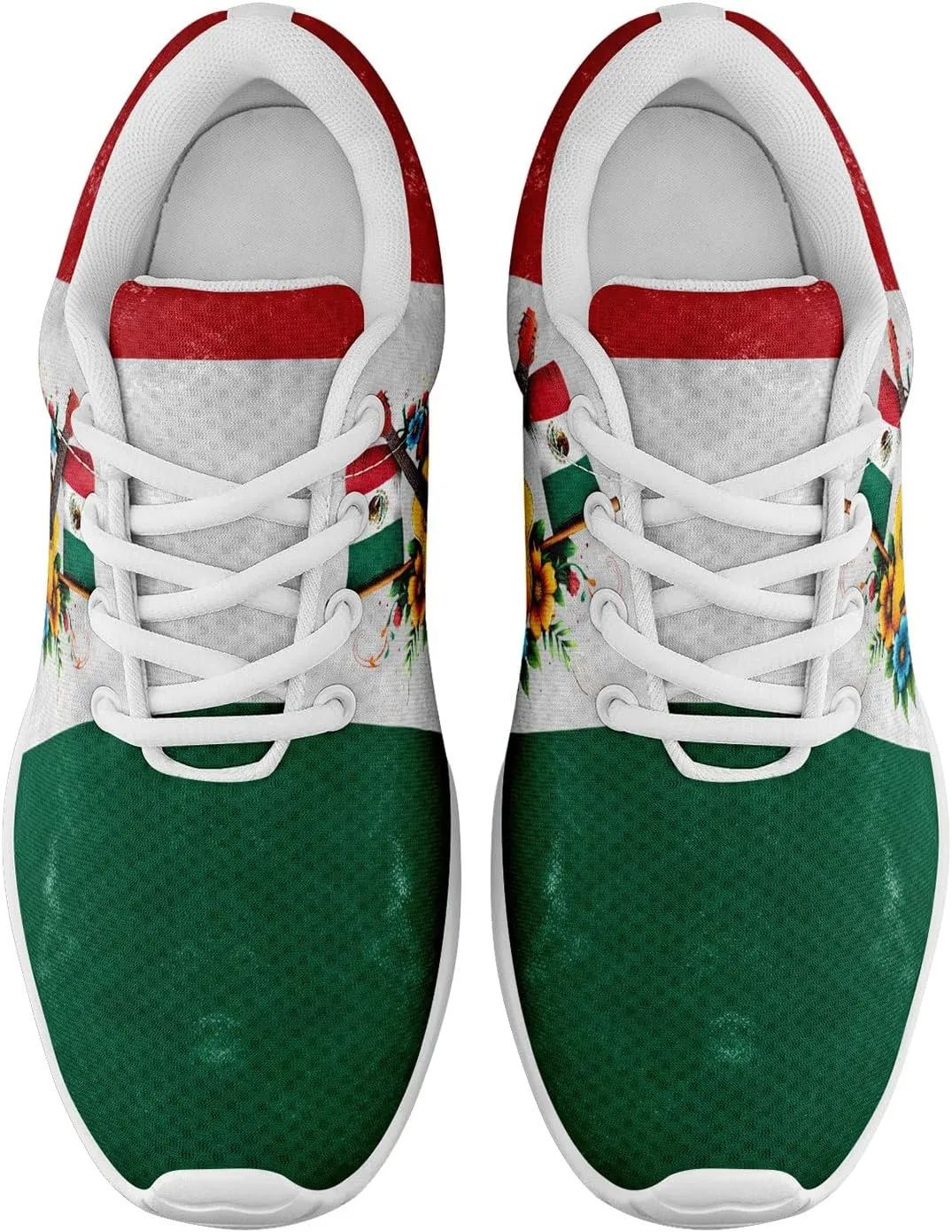 Mexican Flag Road Running Shoes for Men Women, Comfortable and Breathable Teachers Sneakers with Mexico Iconic Design