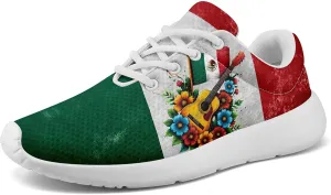 Mexican Flag Road Running Shoes for Men Women, Comfortable and Breathable Teachers Sneakers with Mexico Iconic Design
