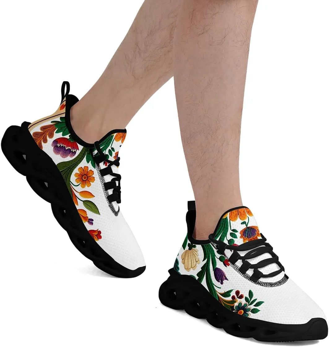 Mexican Floral Print Sneakers for Men & Women - Lightweight Running Shoes Gym Trainers Cushioned Casual Walking Footwear