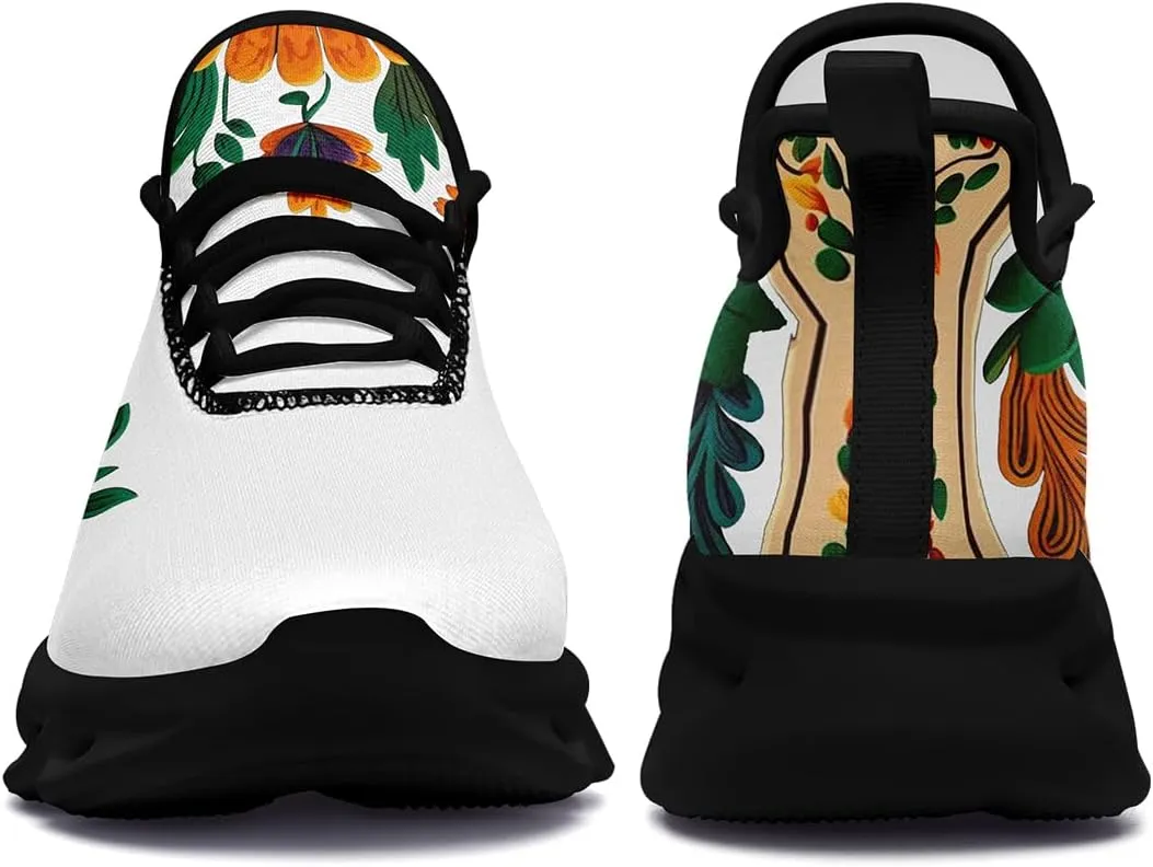 Mexican Floral Print Sneakers for Men & Women - Lightweight Running Shoes Gym Trainers Cushioned Casual Walking Footwear