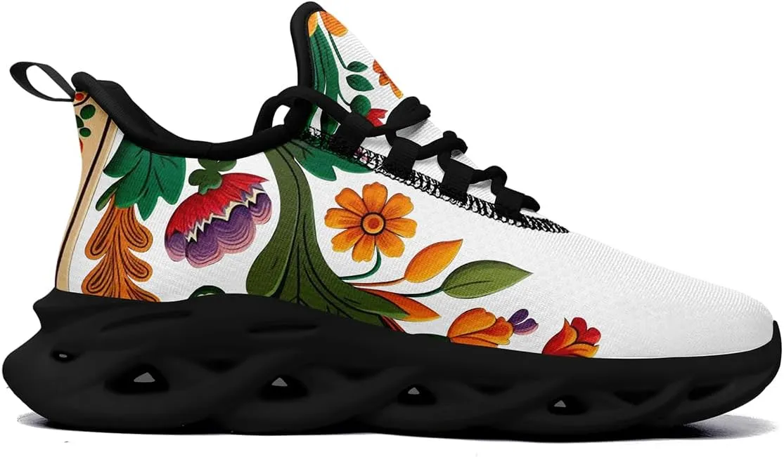 Mexican Floral Print Sneakers for Men & Women - Lightweight Running Shoes Gym Trainers Cushioned Casual Walking Footwear