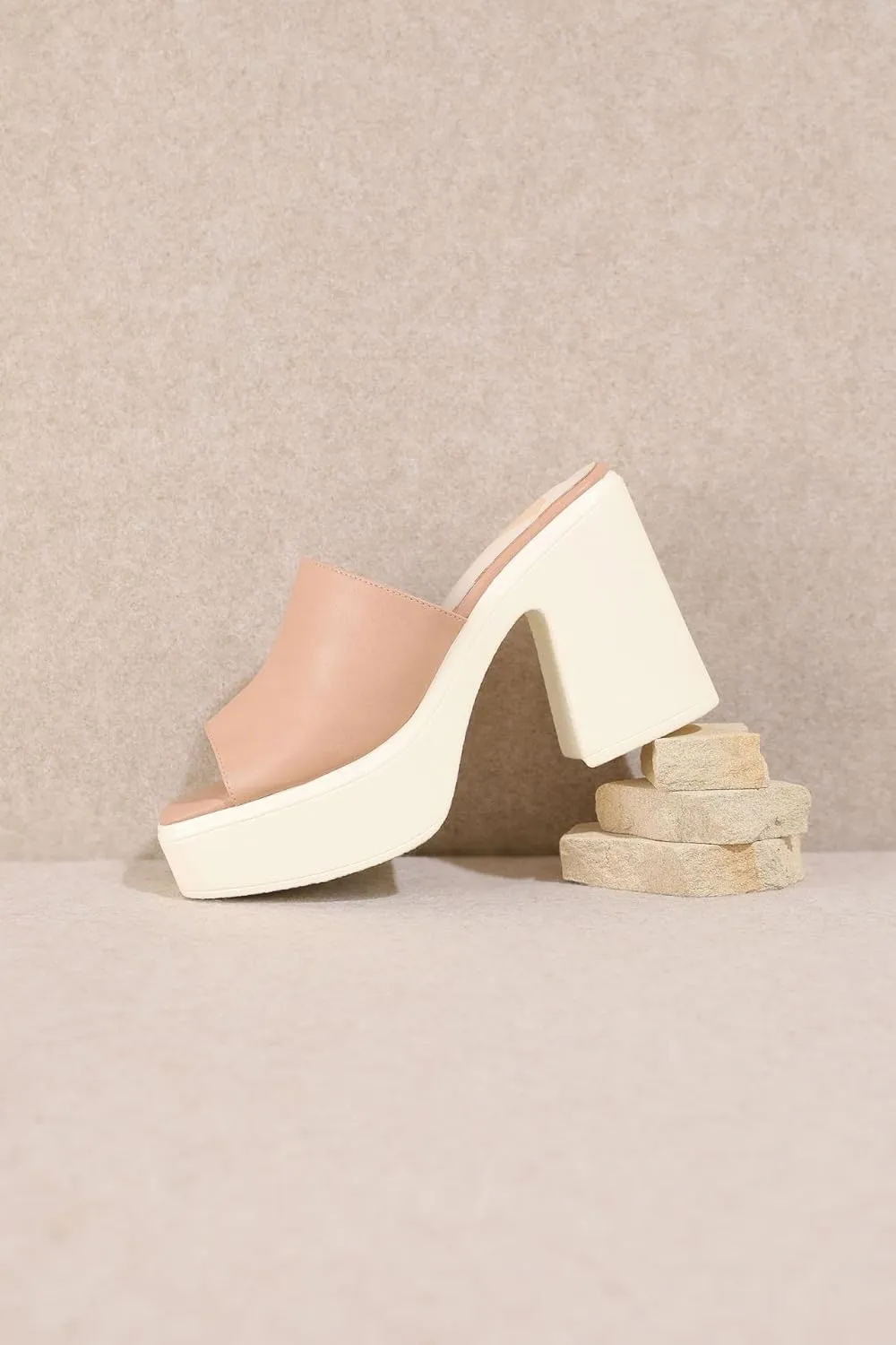 Mi.iM Sienne Chunky Heel Slip-on Square Toe Platform Sandals