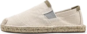 MILDSEVEN Fashion Men's Traditional Chinese Linen Shoes, Classics Slip On Casual Footwear, Retro Handmade Soft Breathable Loafers,6.5,Beige