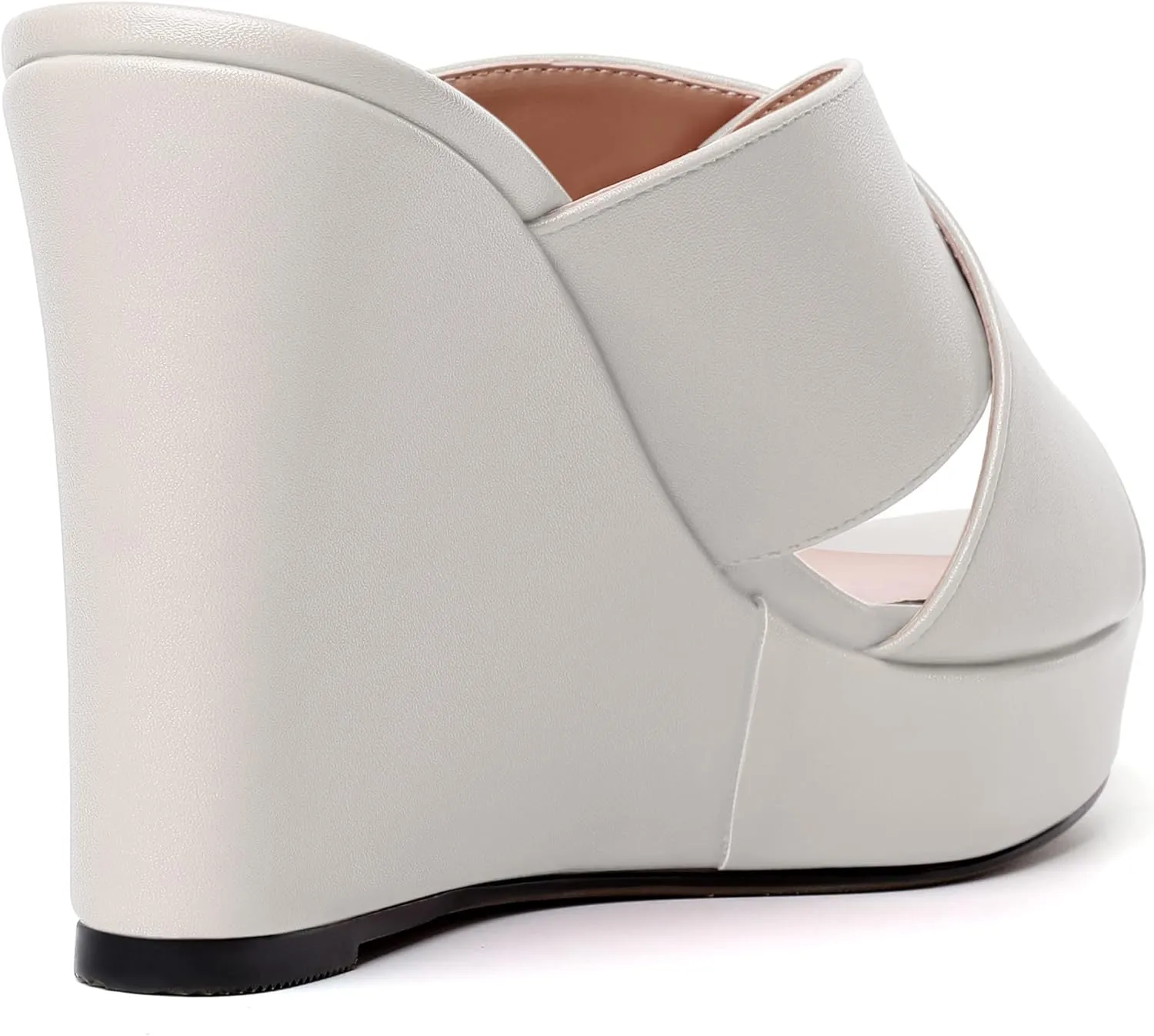 MODENCOCO Womens Open Toe Fashion Matte Slip On Platform Casual Wedge High Heel Heeled Dressy Sandals 4 Inch