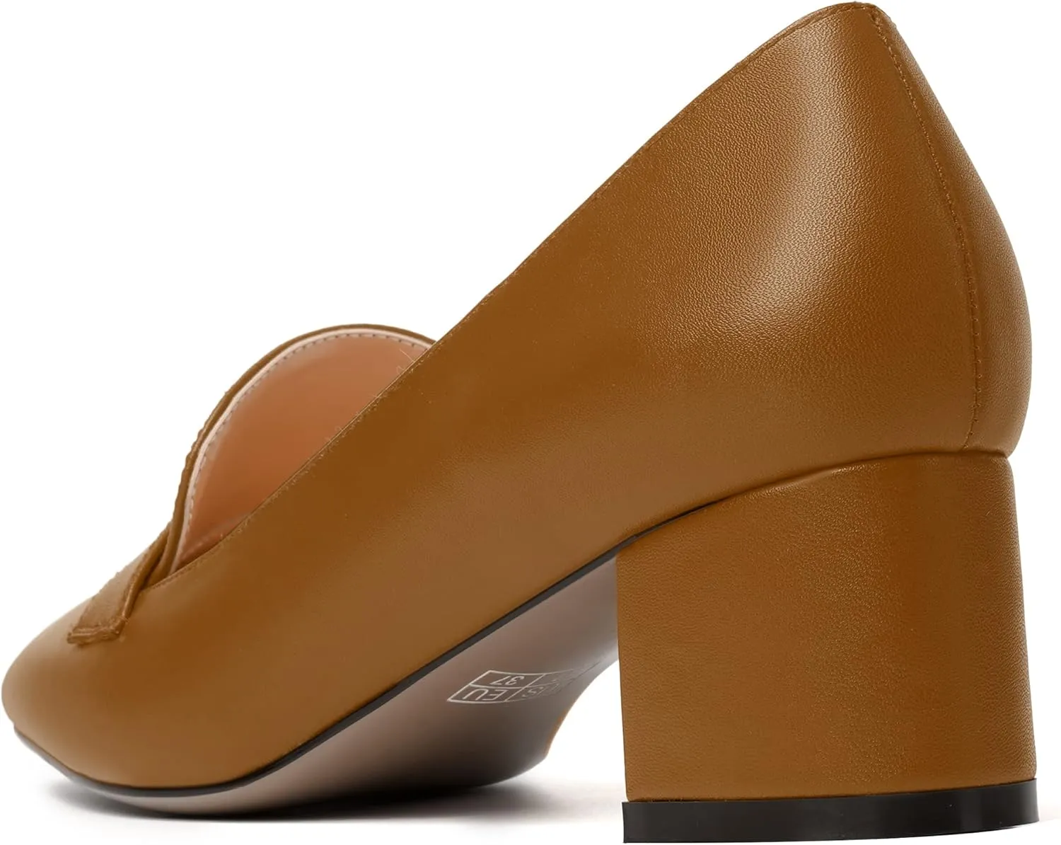 MODENCOCO Womens Square Toe Slip On Comfortable Casual Matte Work Chunky Low Heel Loafers Shoes 2 Inch