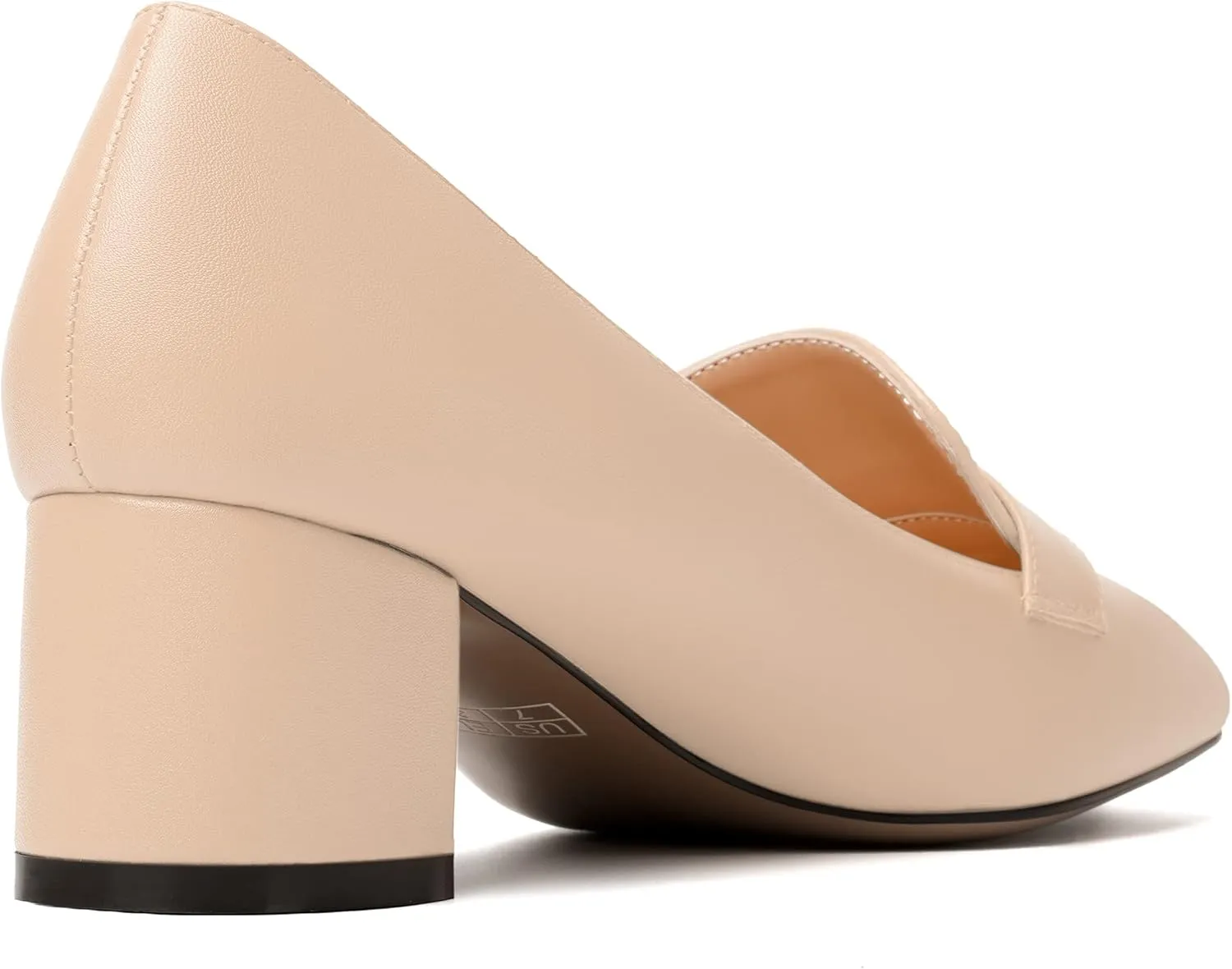 MODENCOCO Womens Square Toe Slip On Comfortable Casual Matte Work Chunky Low Heel Loafers Shoes 2 Inch