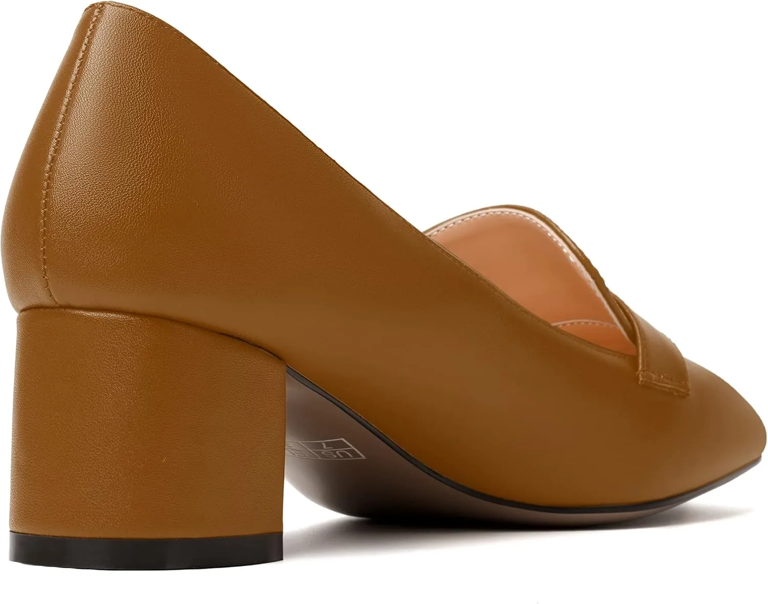 MODENCOCO Womens Square Toe Slip On Comfortable Casual Matte Work Chunky Low Heel Loafers Shoes 2 Inch