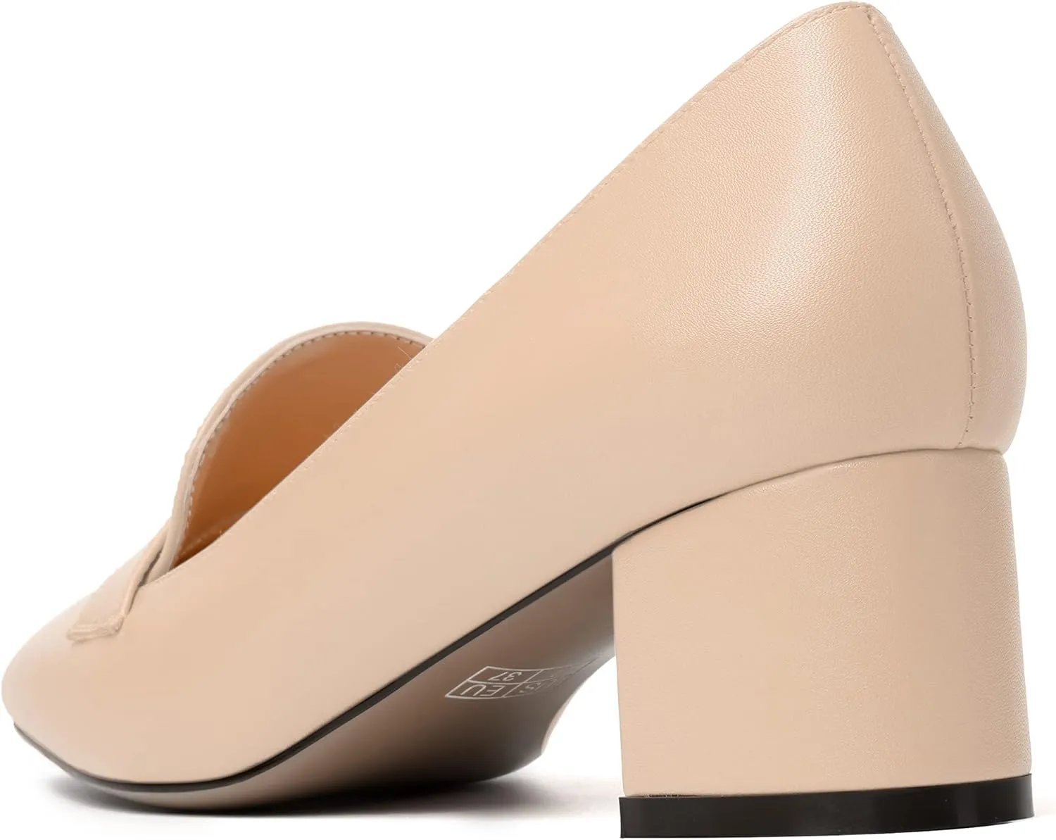 MODENCOCO Womens Square Toe Slip On Comfortable Casual Matte Work Chunky Low Heel Loafers Shoes 2 Inch