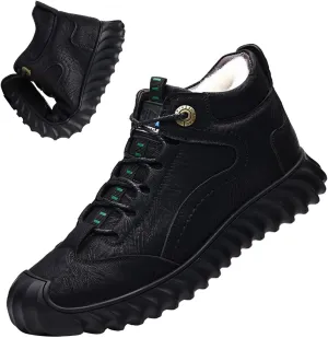 MOYOWEI Men's Winter Trekking Backpacking Snow Boots,Comfort Thick Fleece Lined Waterproof Non-slip Softsole Outdoor Sneakers