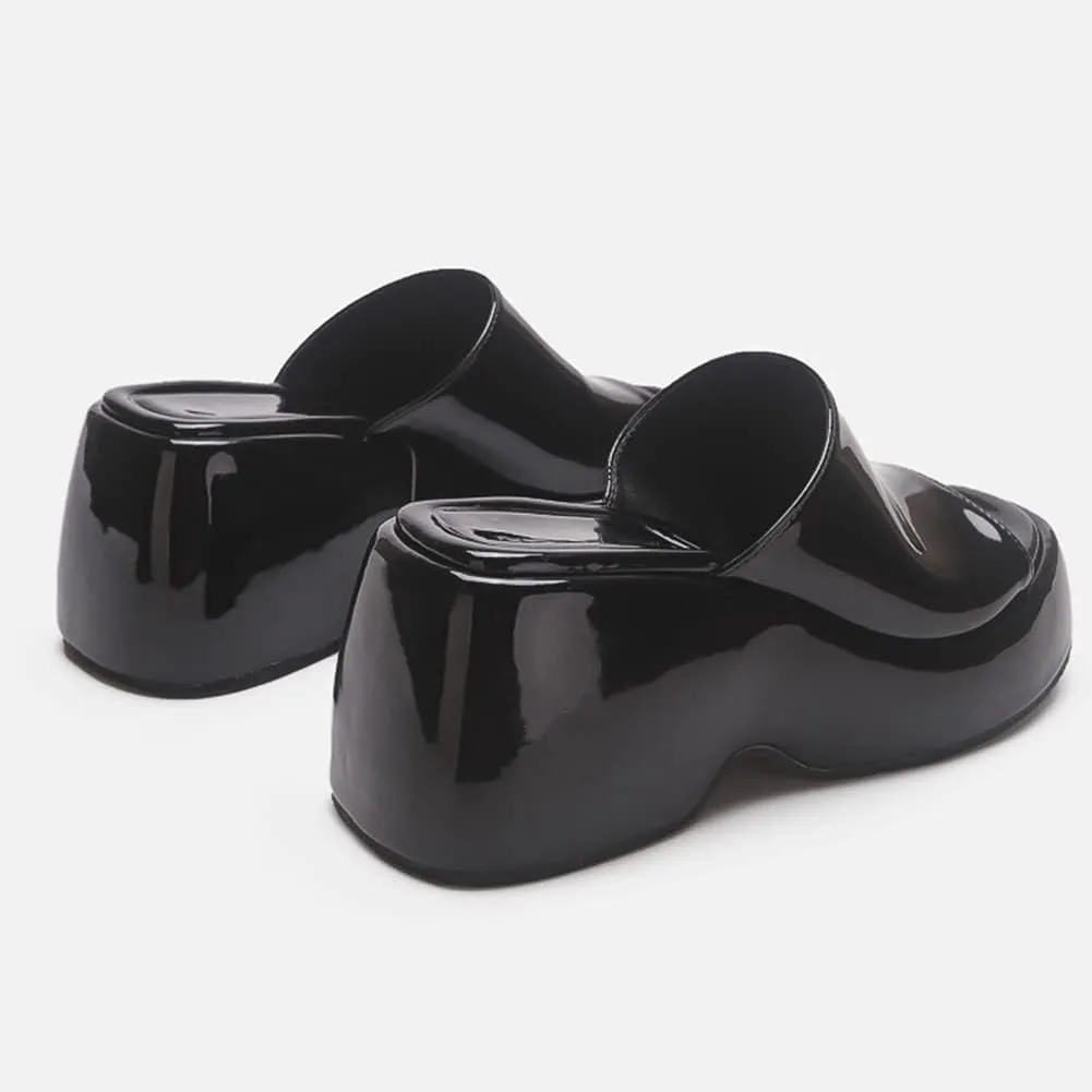 MRKEWUNEY Fashion Summer Platform Slippers Sandals Slip On Wedge Sandals