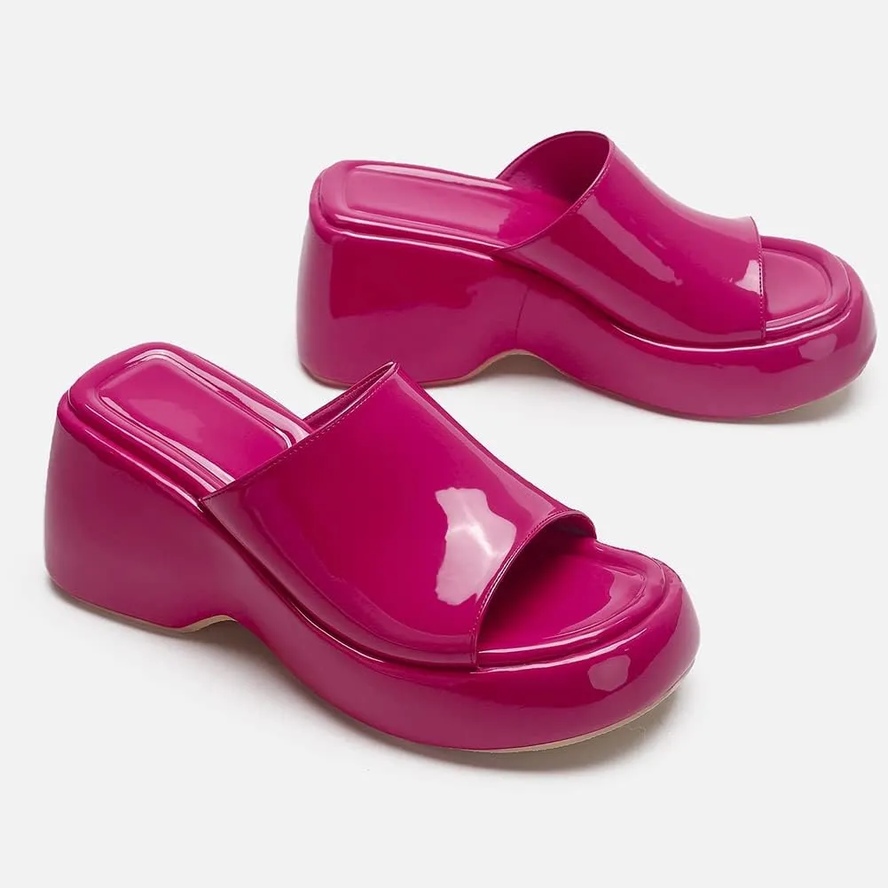 MRKEWUNEY Fashion Summer Platform Slippers Sandals Slip On Wedge Sandals