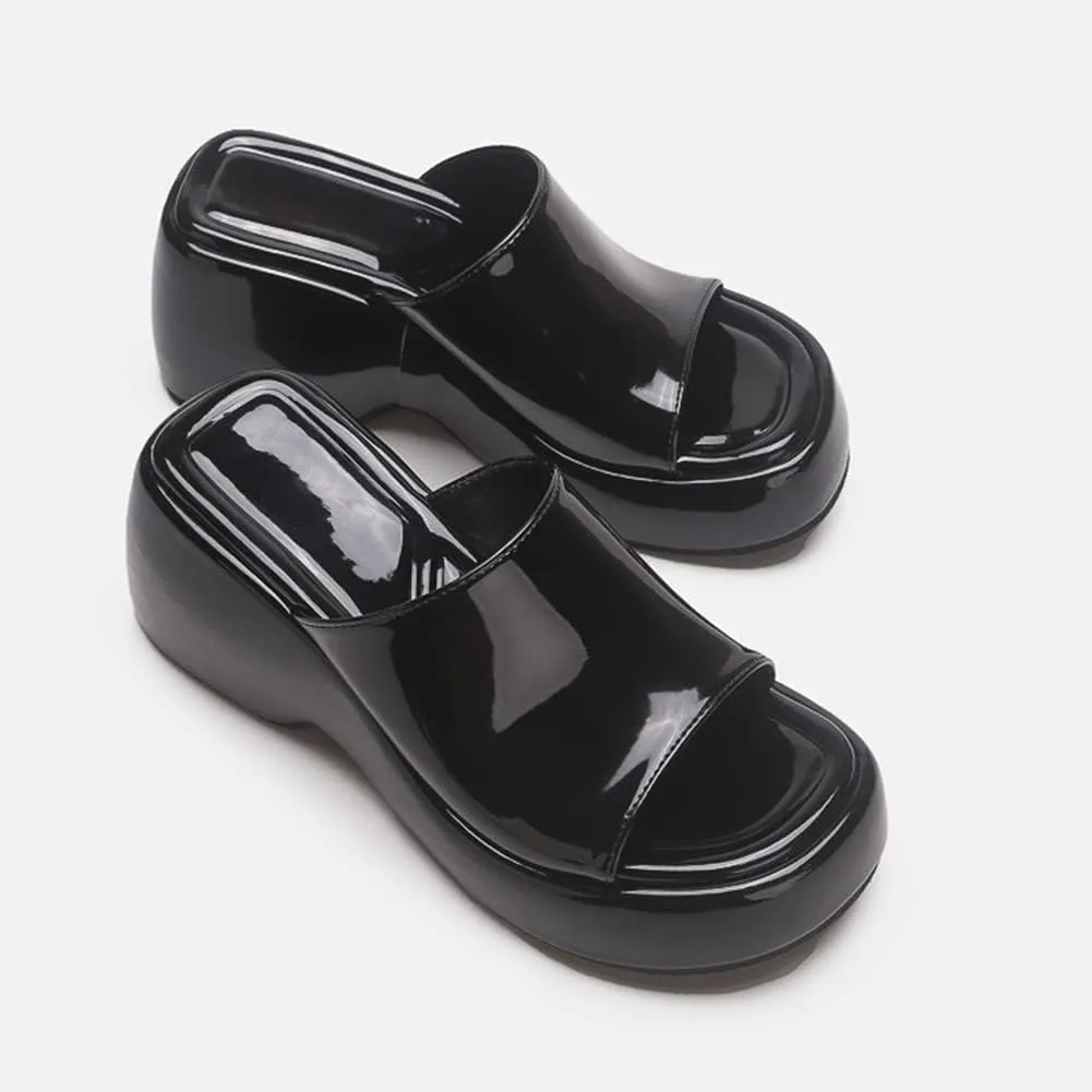 MRKEWUNEY Fashion Summer Platform Slippers Sandals Slip On Wedge Sandals