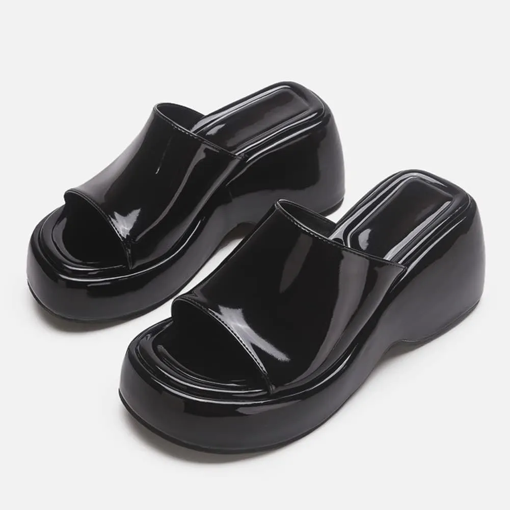 MRKEWUNEY Fashion Summer Platform Slippers Sandals Slip On Wedge Sandals