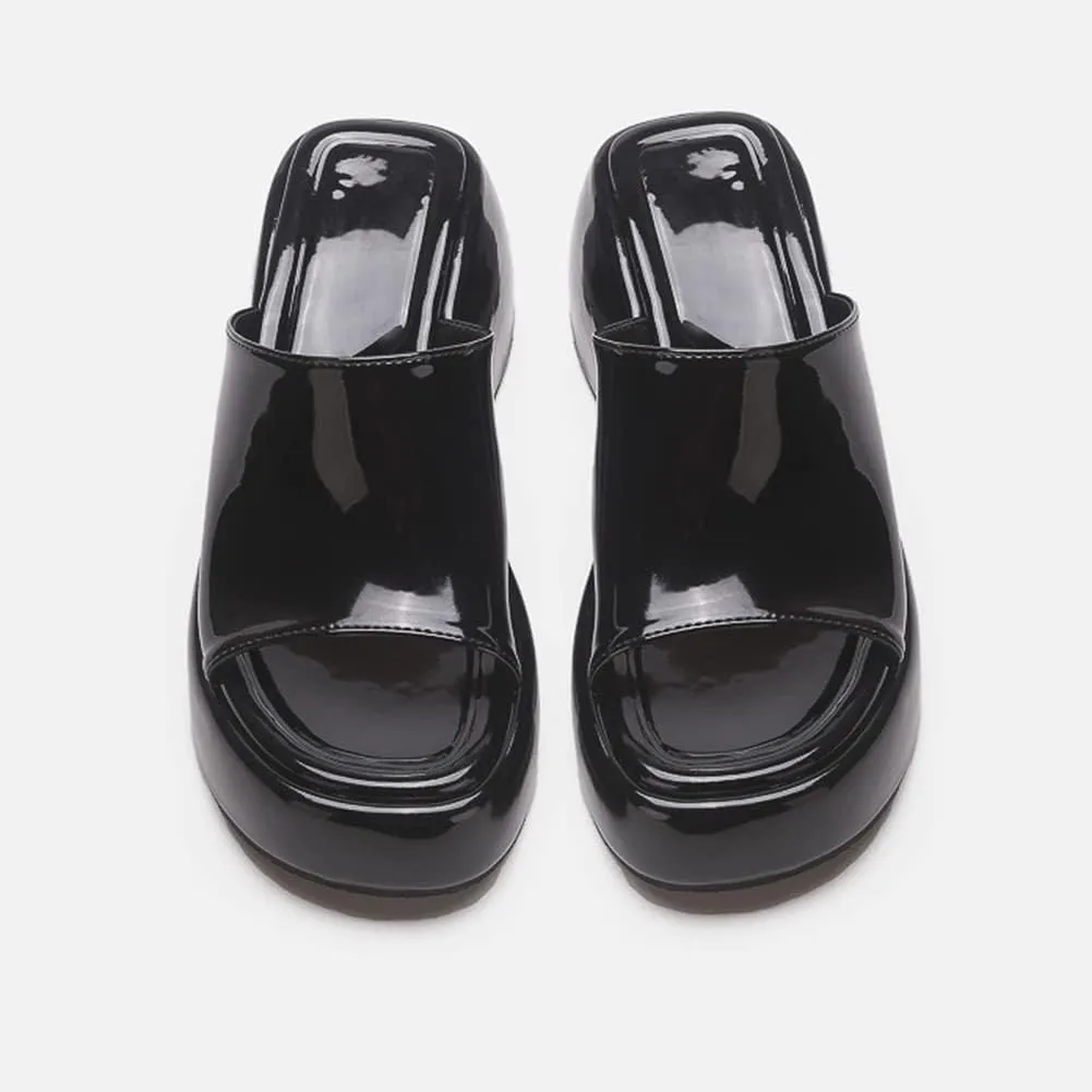 MRKEWUNEY Fashion Summer Platform Slippers Sandals Slip On Wedge Sandals
