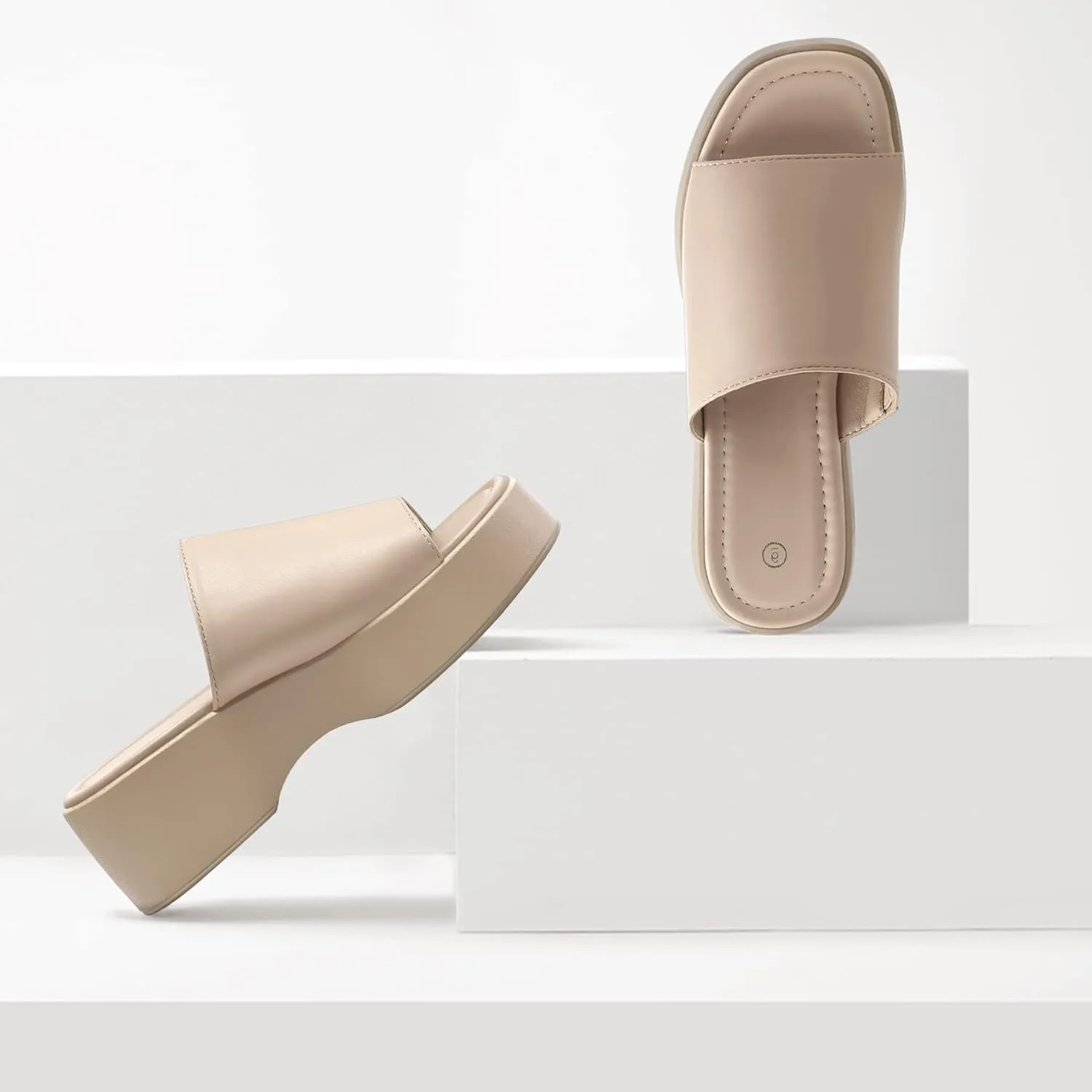 mysoft Women's Wedge Platform Sandals Open Toe Slip On Slide Flatform Summer Shoes