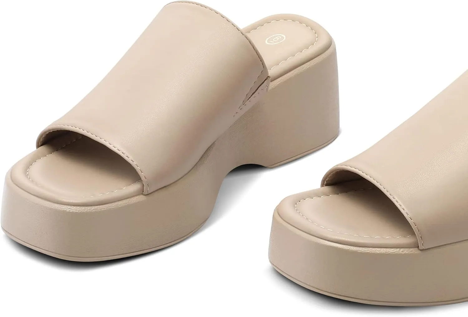 mysoft Women's Wedge Platform Sandals Open Toe Slip On Slide Flatform Summer Shoes