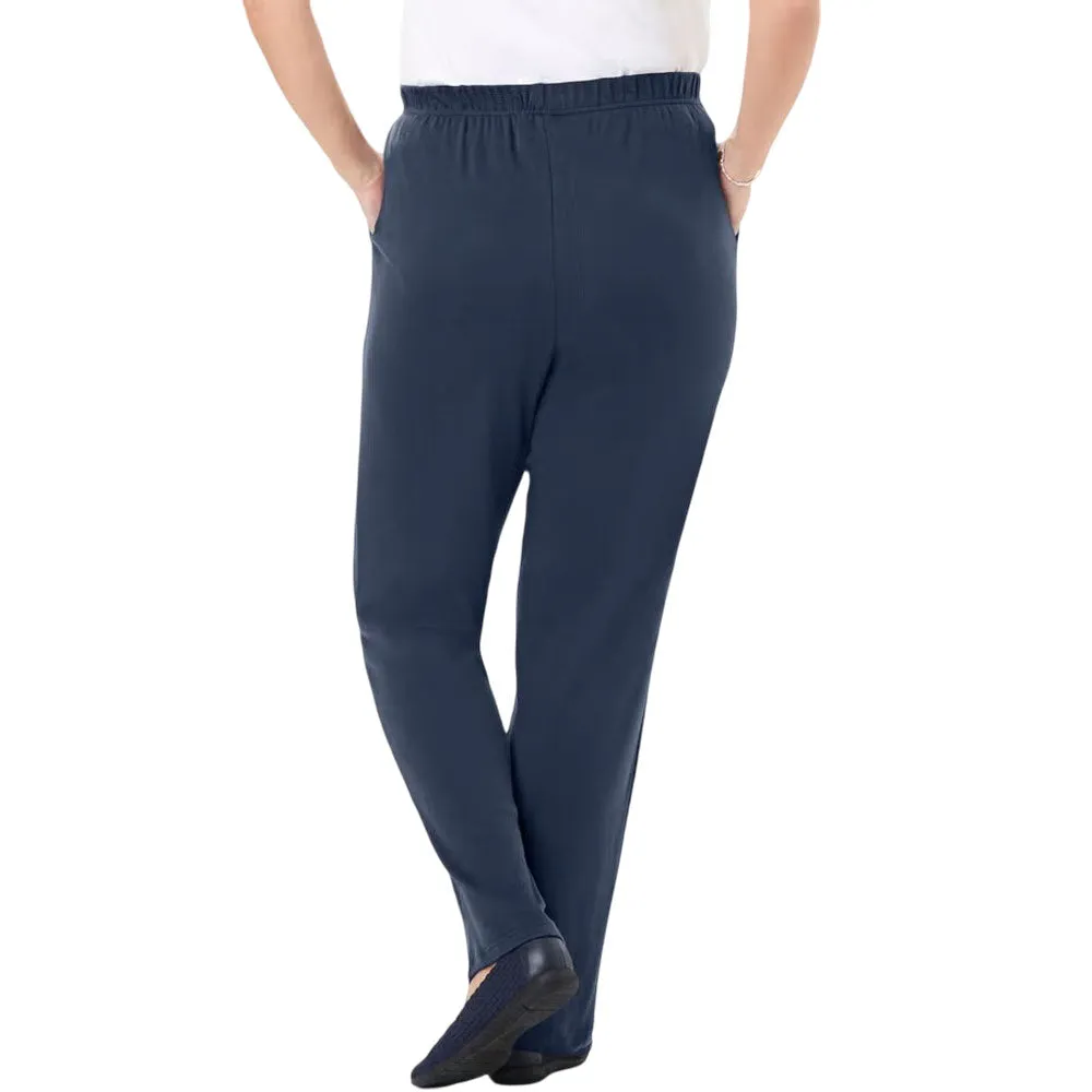 Navy Knit Straight Leg Pant PSW-6380