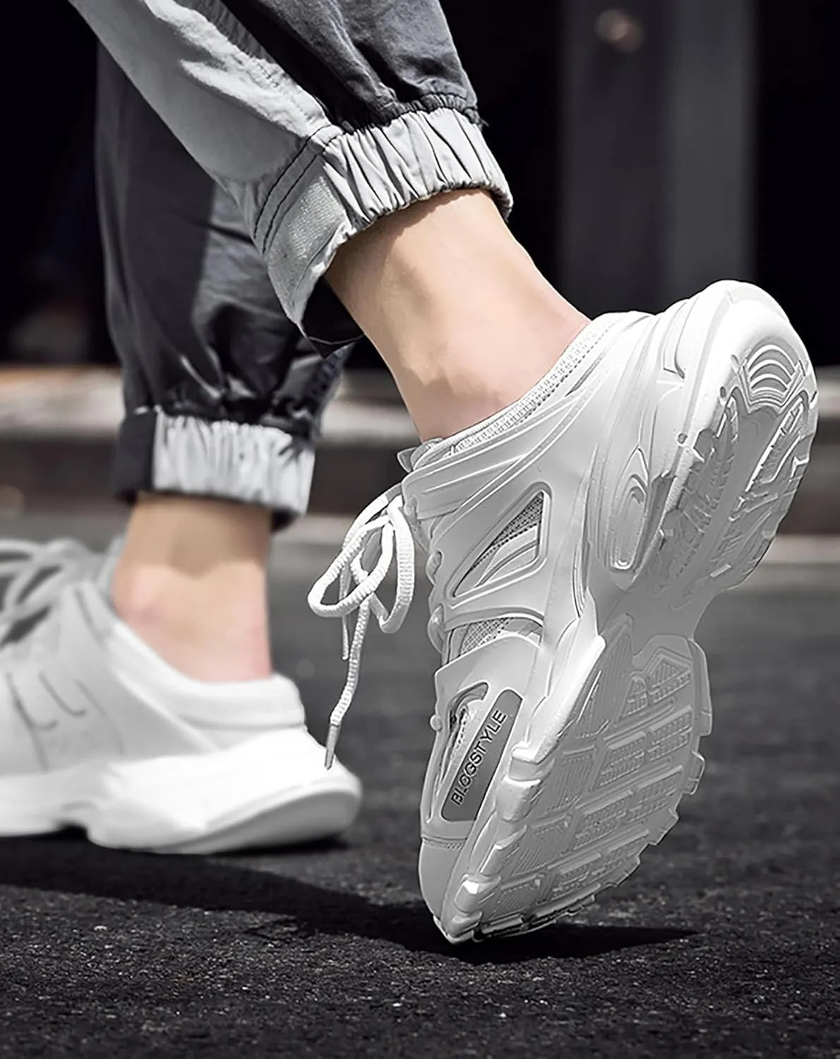 Niepce Inc Streetwear Open Back Men's Fashion Slip On Chunky Sneakers