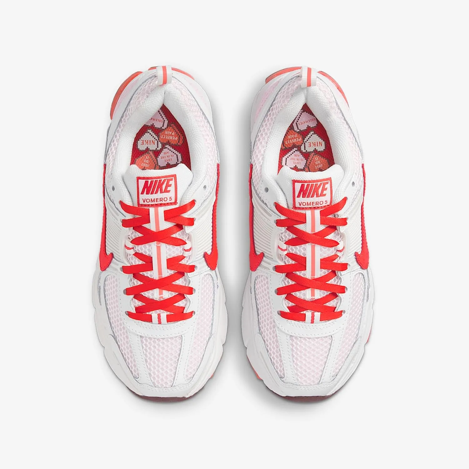 Nike Vomero 5 Big Kids' Shoes (HV5171-121, Summit White/Pink Foam/Dark Team Red/Light Crimson)