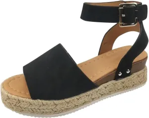 oiangi Sandals Women Espadrilles Wedge Sandal Summer Fashion Ankle Straps Buckle Flatform Shoes Dressy Comfy Open Toe Beach Shoes Business Casual Shoes