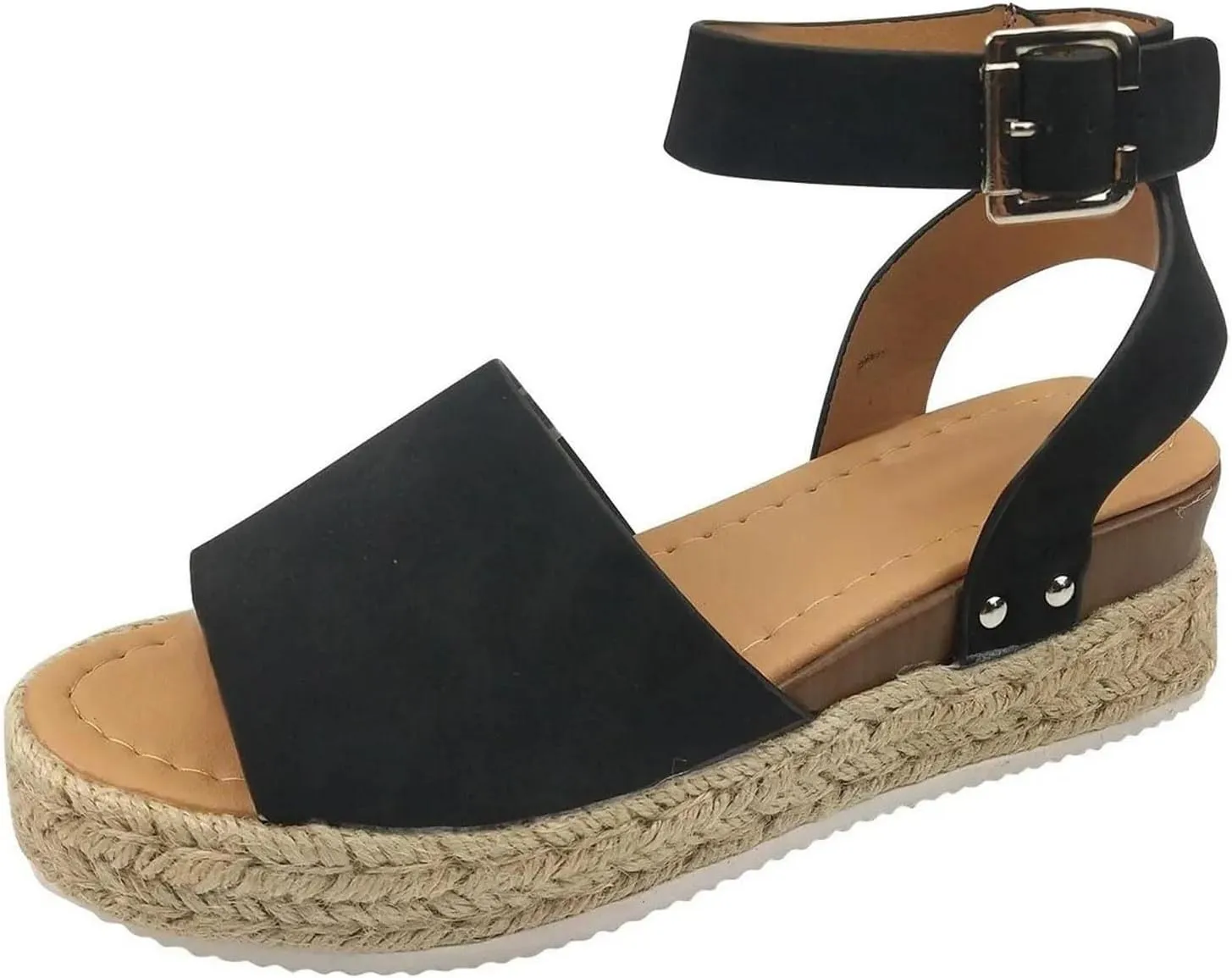 oiangi Sandals Women Espadrilles Wedge Sandal Summer Fashion Ankle Straps Buckle Flatform Shoes Dressy Comfy Open Toe Beach Shoes Business Casual Shoes